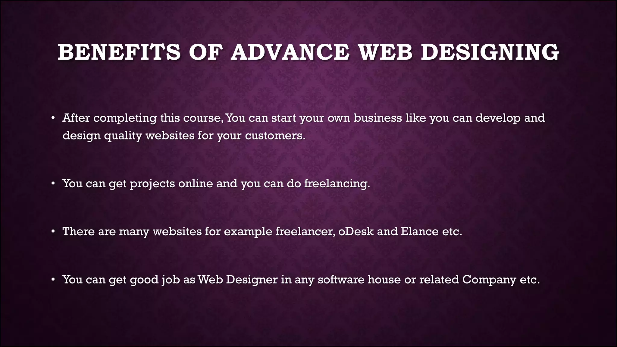 Advance Web Designing - Lecture 1 / 30 | PDF
