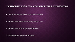 Advance Web Designing - Lecture 1 / 30 | PDF