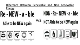Difference Between Renewable and Non Renewable
Energy
V/S
 