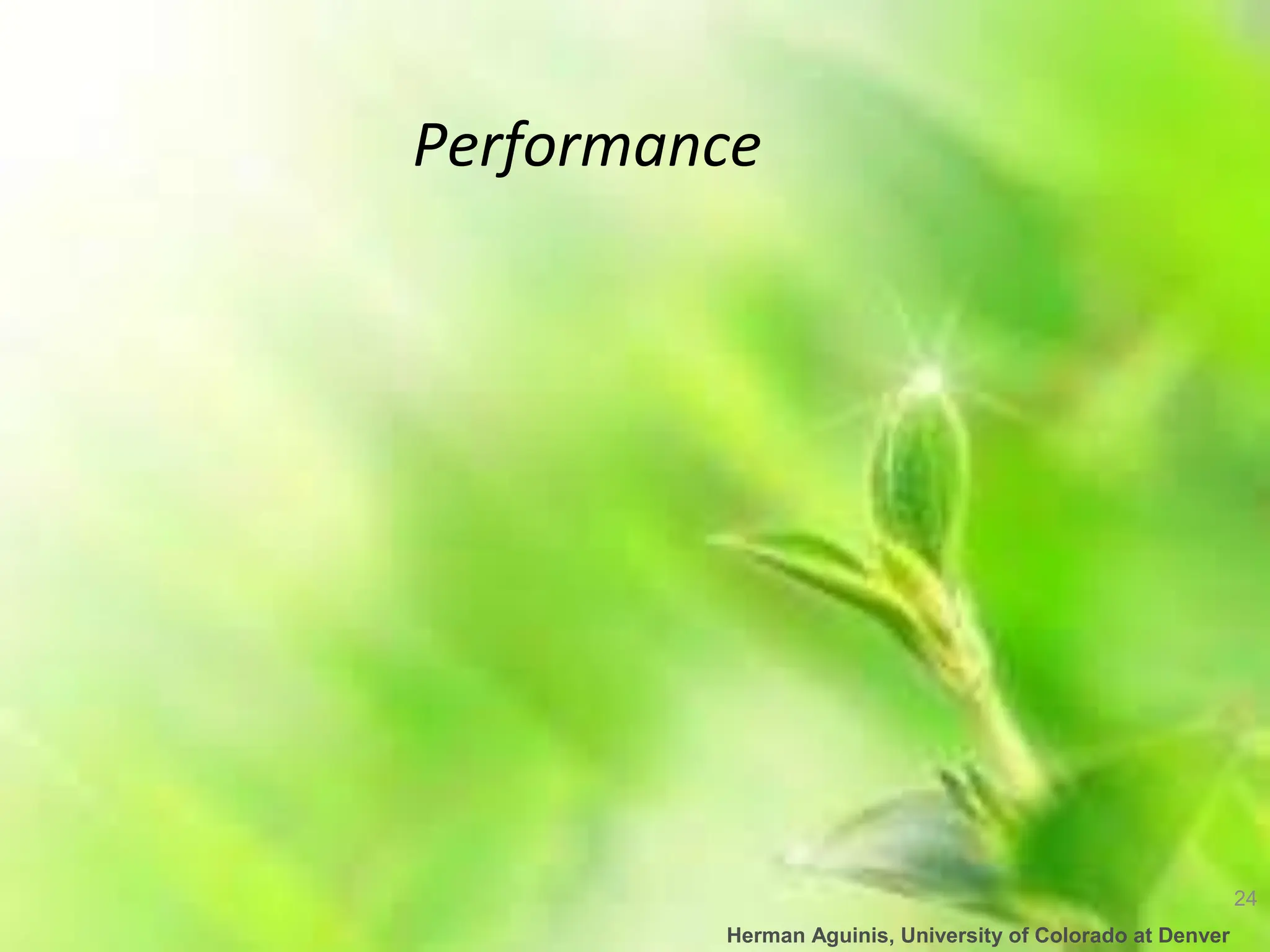 24
Herman Aguinis, University of Colorado at Denver
Performance
 