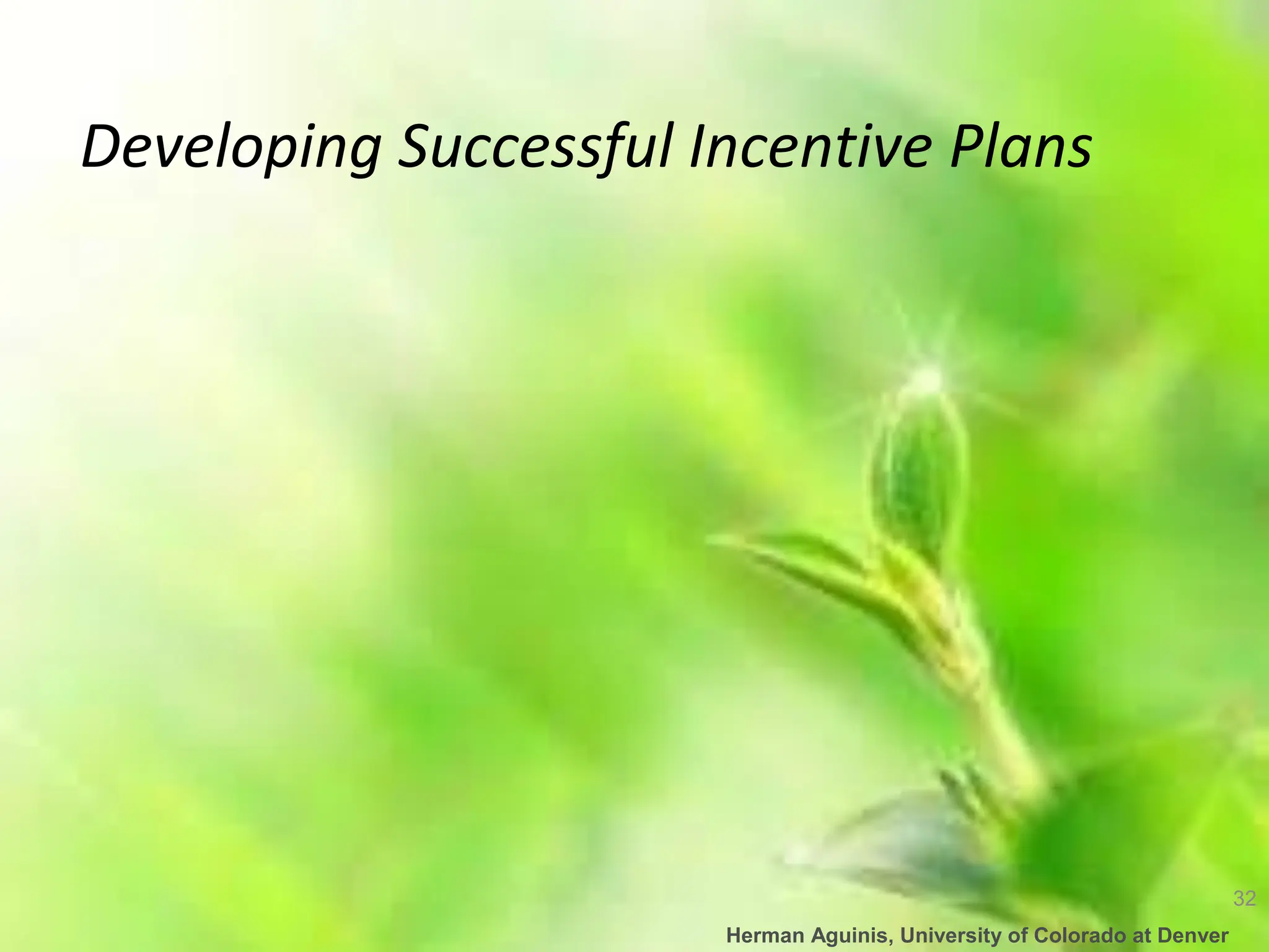 32
Herman Aguinis, University of Colorado at Denver
Developing Successful Incentive Plans
 