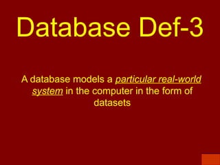 Lecture 01 database for learning and uhh | PPT