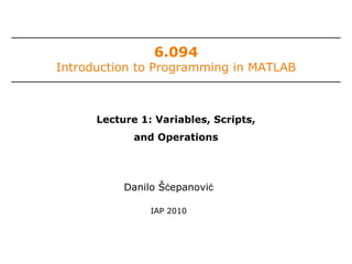 Lecture 01 variables scripts and operations | PPT