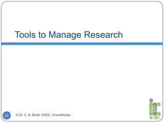 Tools to Manage Research
© Dr. C. B. Bhatt, VGEC, Chandkheda23
 