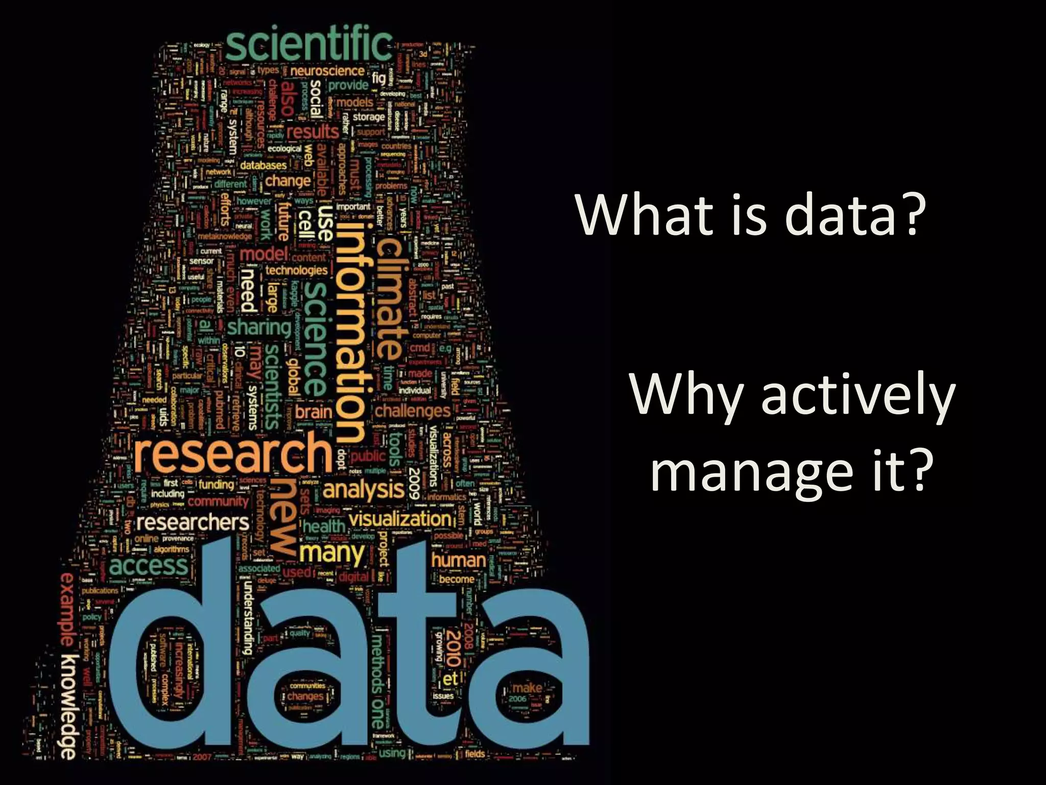 Why actively
manage it?
What is data?
 