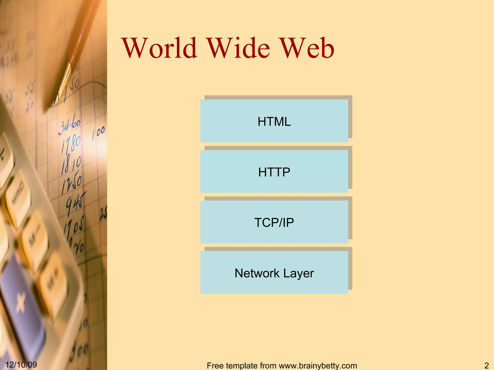 World Wide Web HTML HTTP TCP/IP Network Layer 