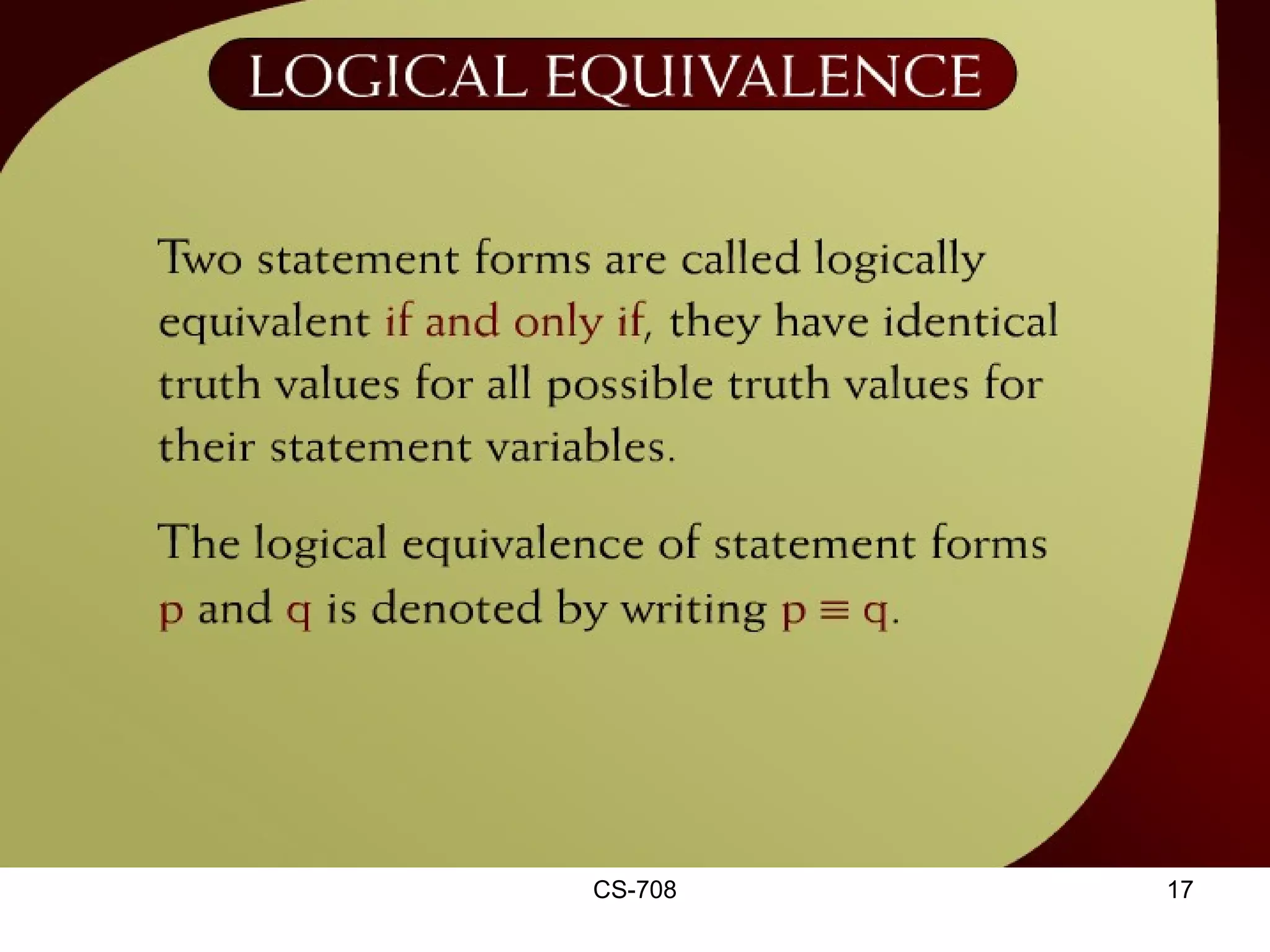 Logical Equivalence – 2 - 6 
