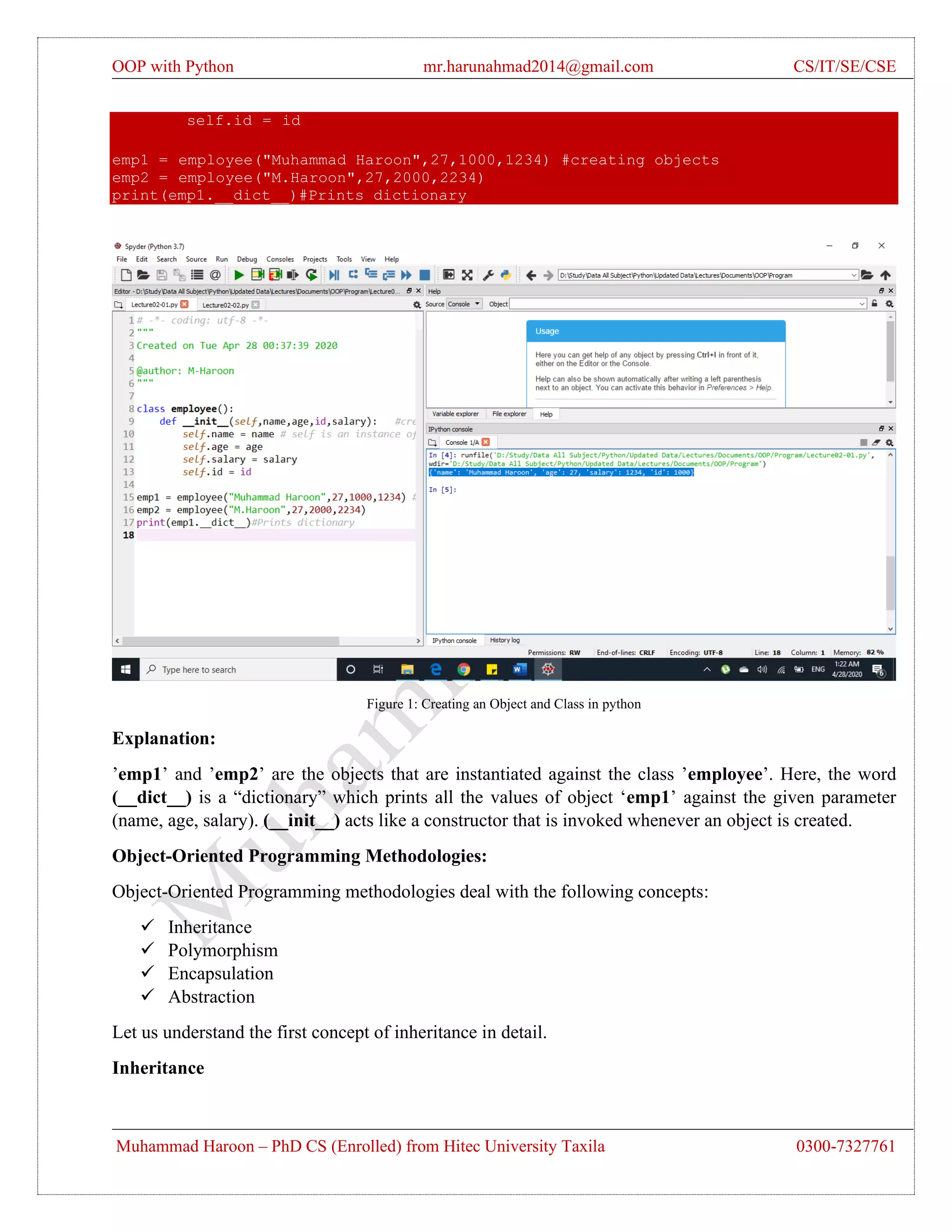 Lecture # 02 - OOP with Python Language by Muhammad Haroon | PDF