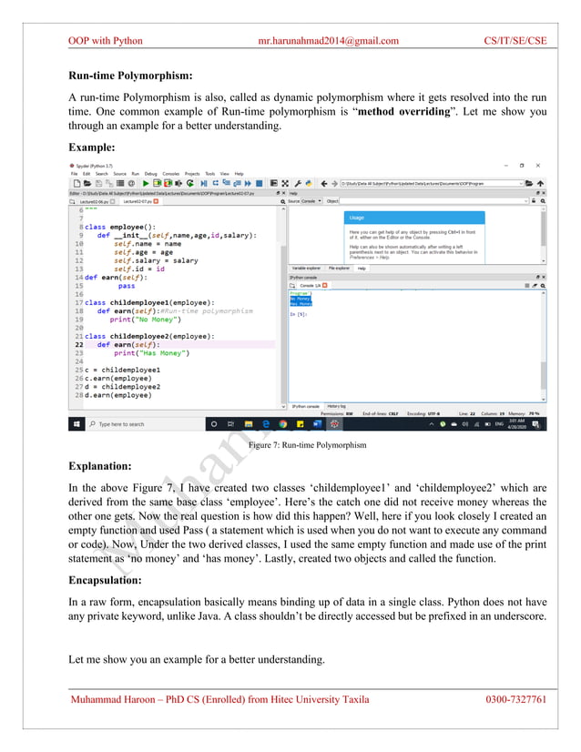 Lecture # 02 - OOP with Python Language by Muhammad Haroon | PDF
