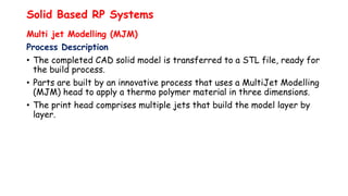 Multi Jet Modelling Example Lecture # 02 Rapid Prototyping Techniques | PPTX