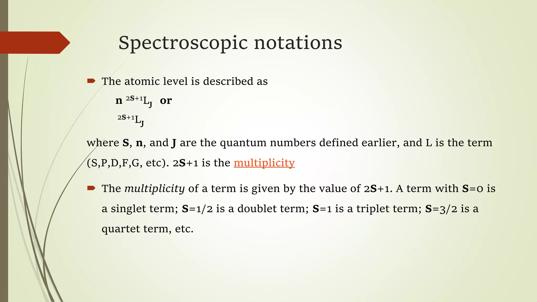 Lecture 02.; spectroscopic notations by Dr. Salma Amir PPT