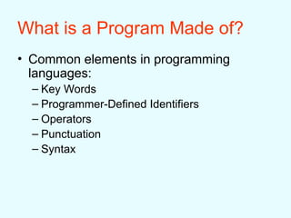 What is a Program Made of? programming concepts | PPT