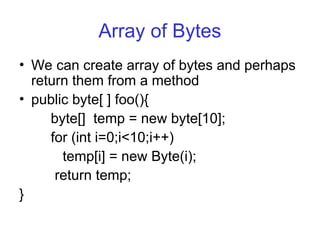 Byte Vs Array Lecture 02 Arrays and ArrayList define Declaration | PPT
