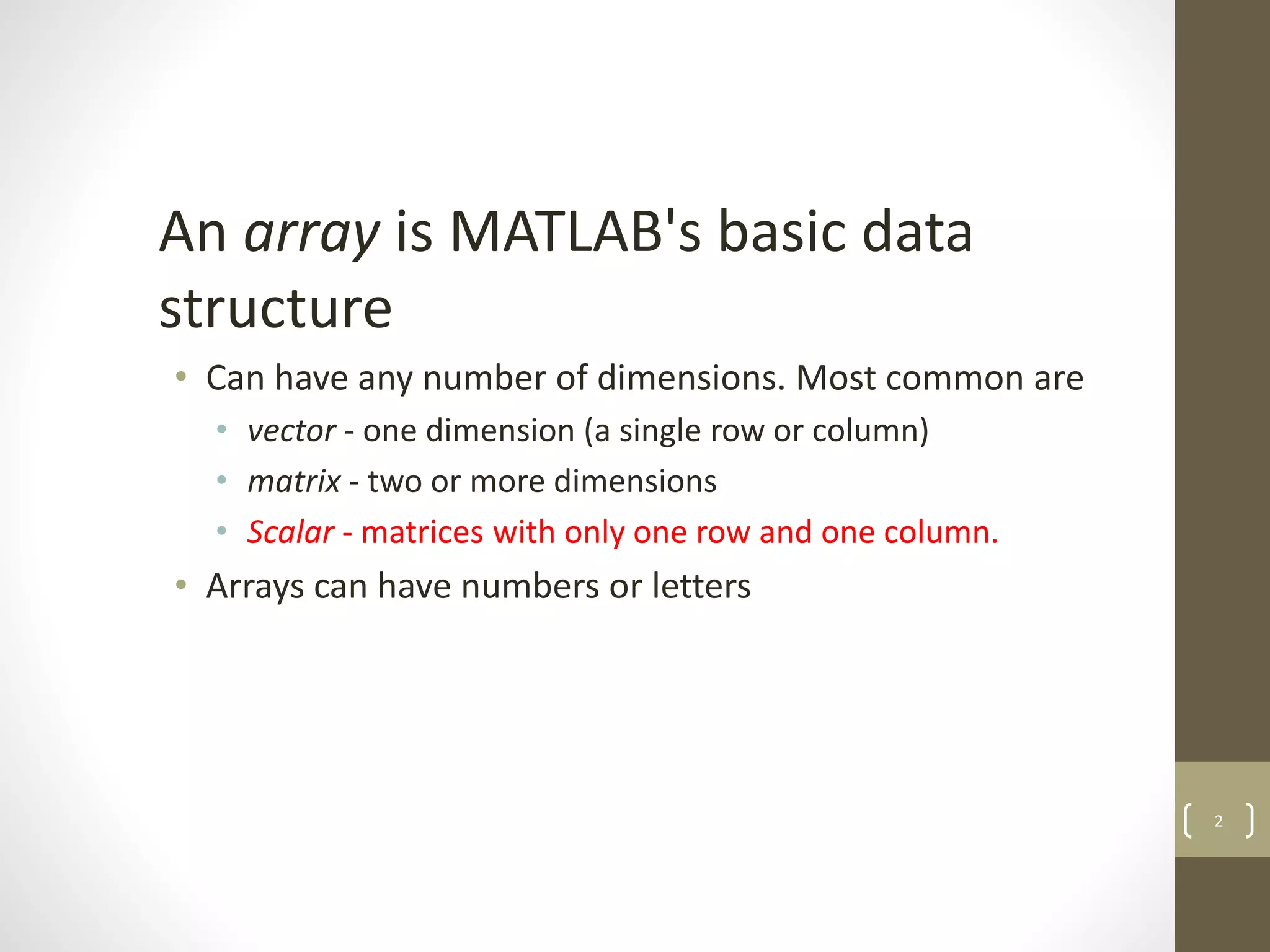 MATLAB - Arrays and Matrices | PPTX