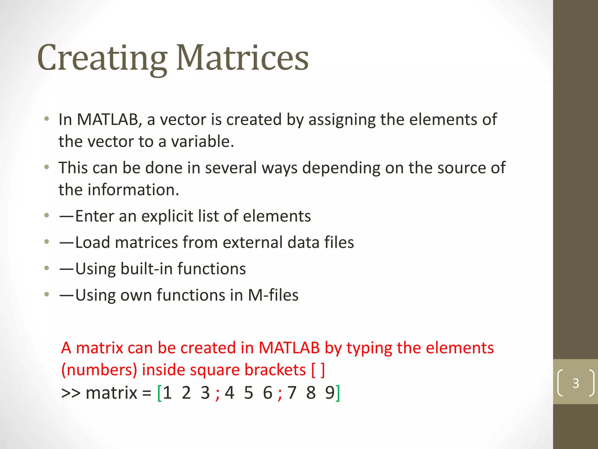 MATLAB - Arrays and Matrices | PPT