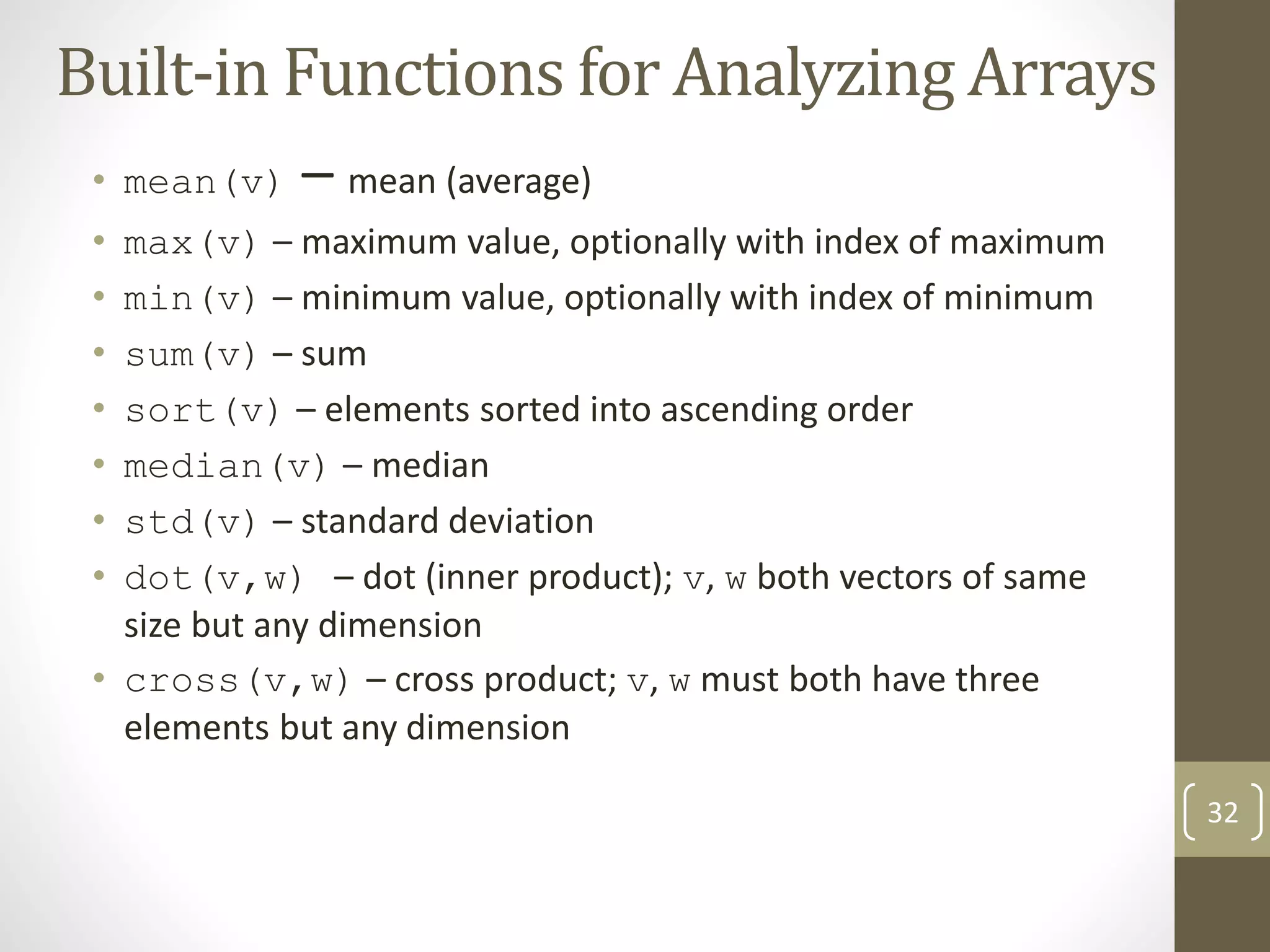 MATLAB - Arrays and Matrices | PPTX