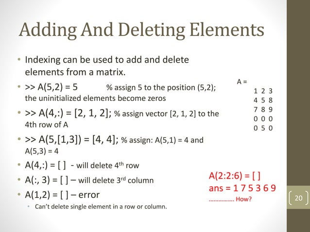 MATLAB - Arrays and Matrices | PPT