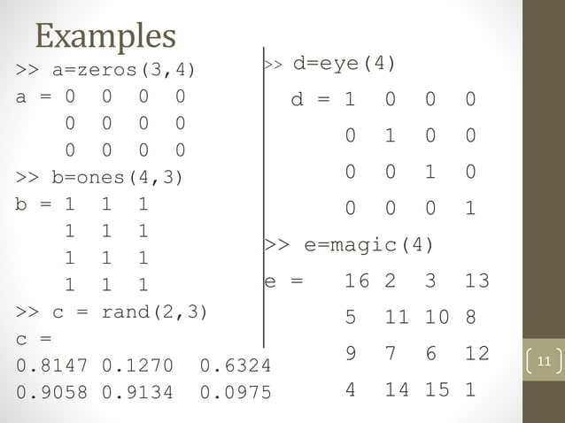 MATLAB - Arrays and Matrices | PPT