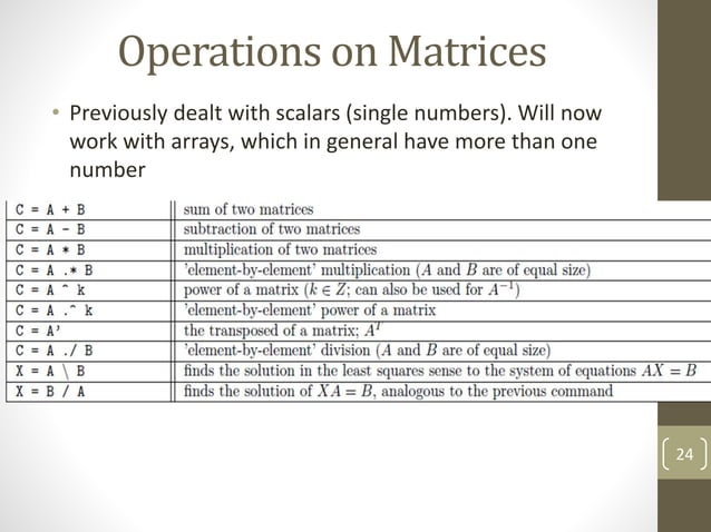 MATLAB - Arrays and Matrices | PPT