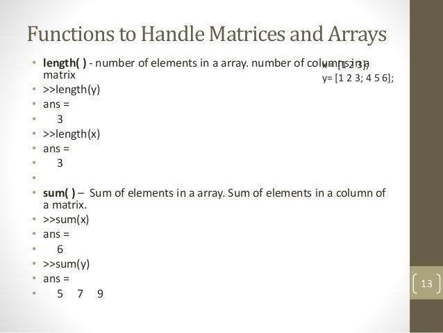matlab arrays and matrices size of an array matlab