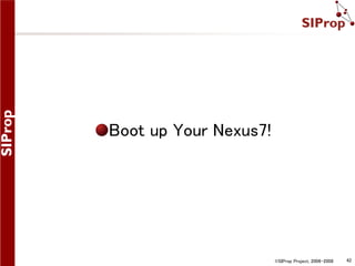 Boot up Your Nexus7!

©SIProp Project, 2006-2008

42

 