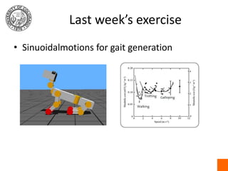 Last week’s exerciseSinuoidalmotions for gait generation