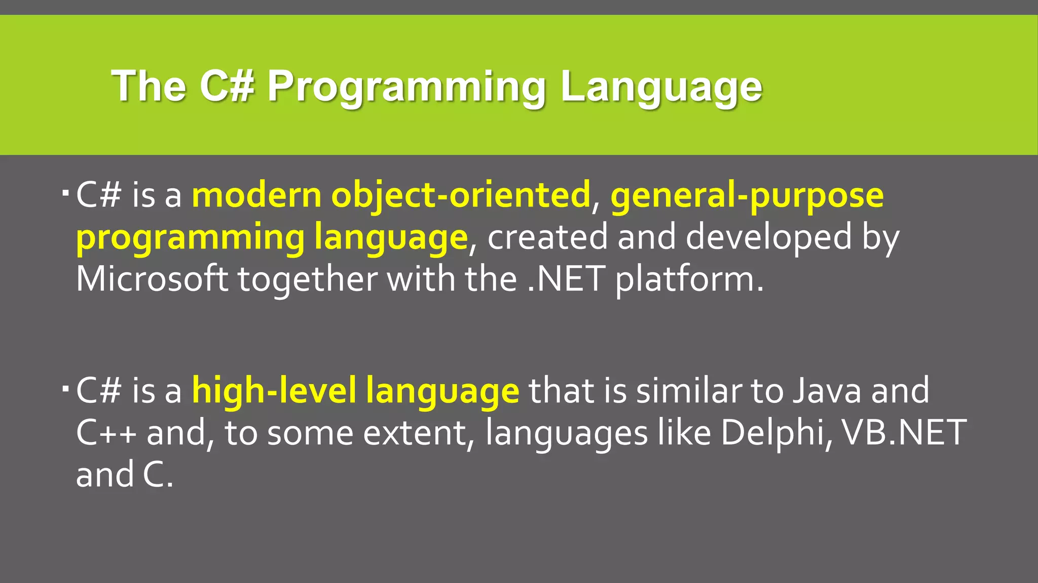 Introduction to C# Programming | PPTX