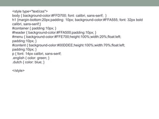 Lecture 03 HTML&CSS Part 2 | PPTX