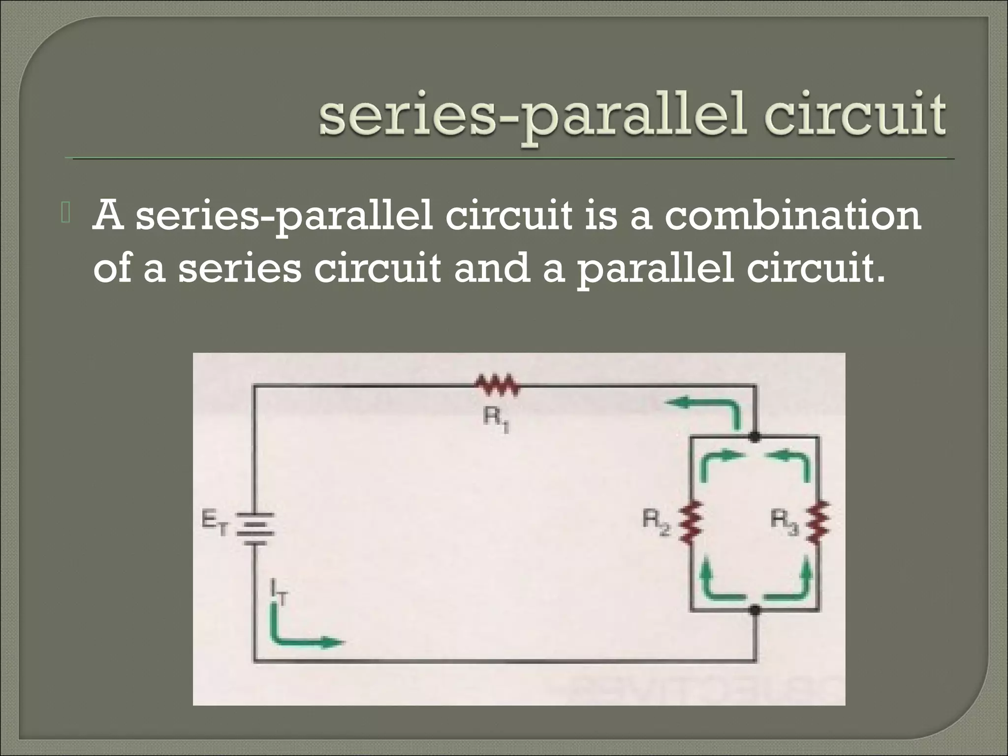  A series-parallel circuit is a combination
of a series circuit and a parallel circuit.
 