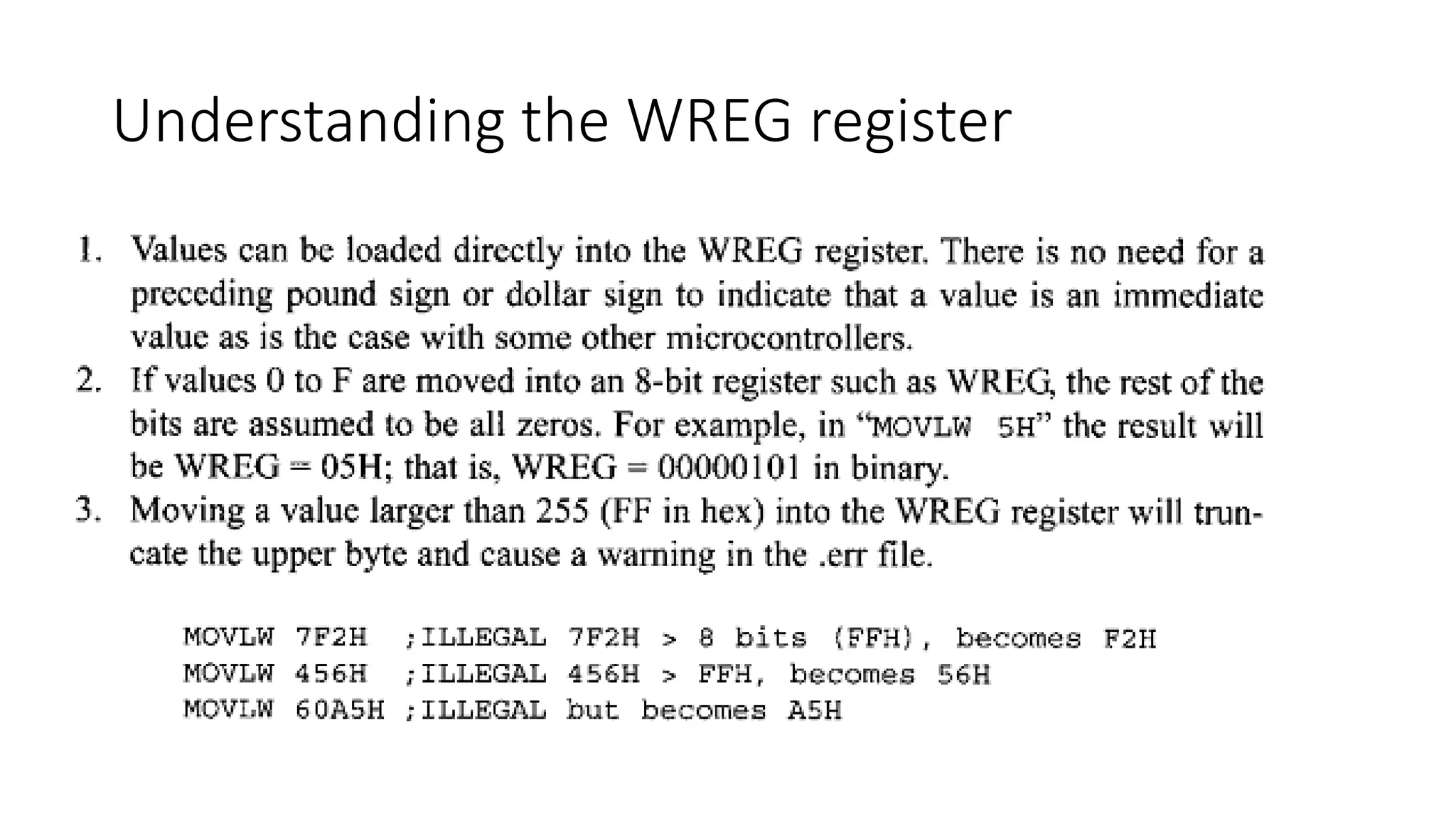 Understanding the WREG register
 