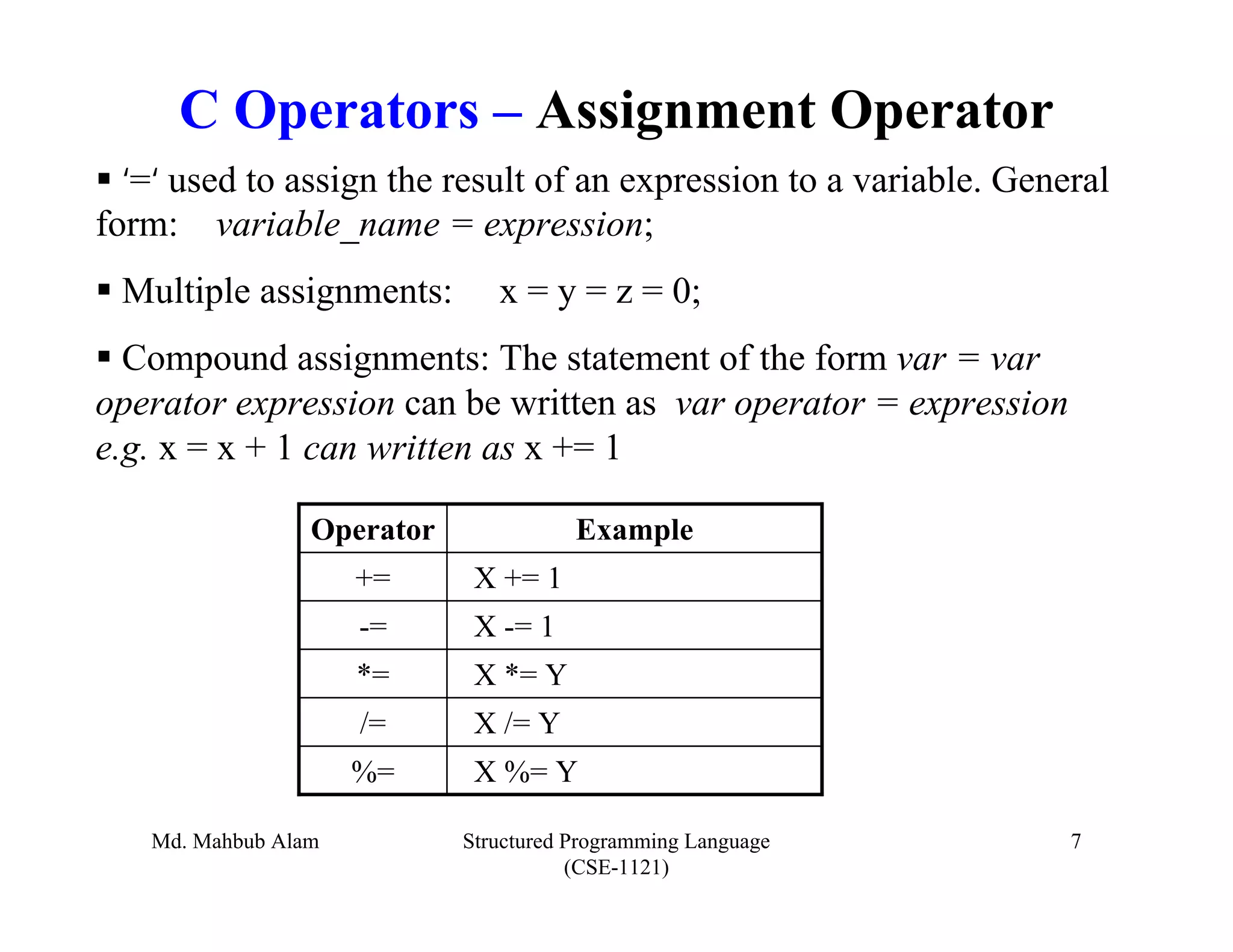Lecture03(c expressions & operators) | PPT