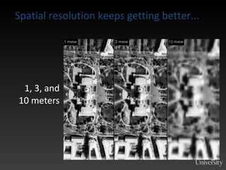 1, 3, and 10 meters Spatial resolution keeps getting better... 