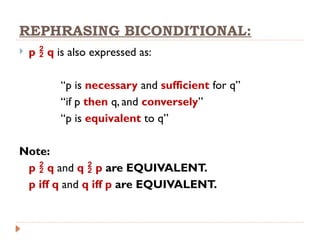 Biconditional Vs Implication Discrete Math Examples Discrete Structure/Mathematics - iNTRODUCTION TO IMPLICATION | PPTX