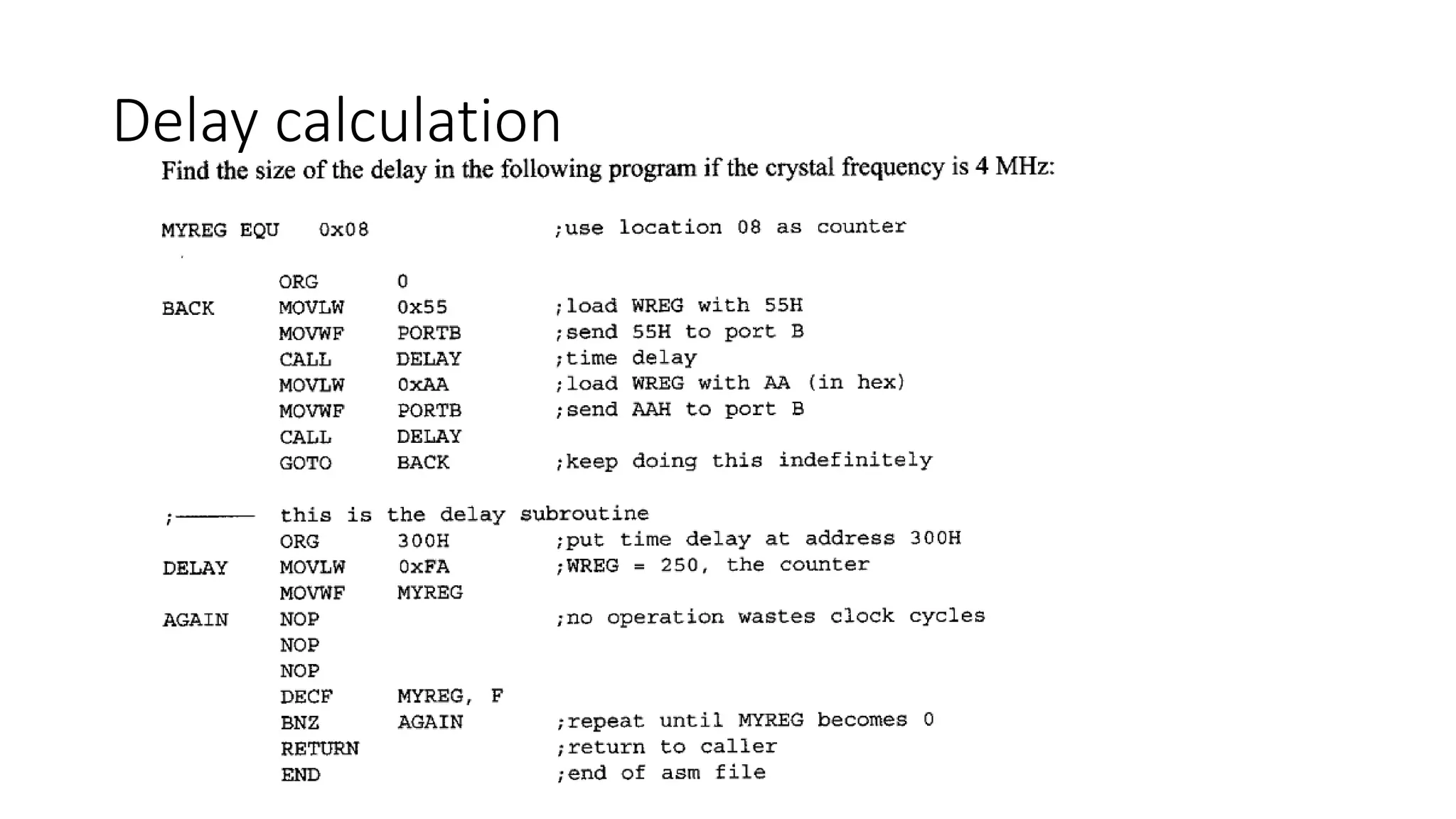 Delay calculation
 