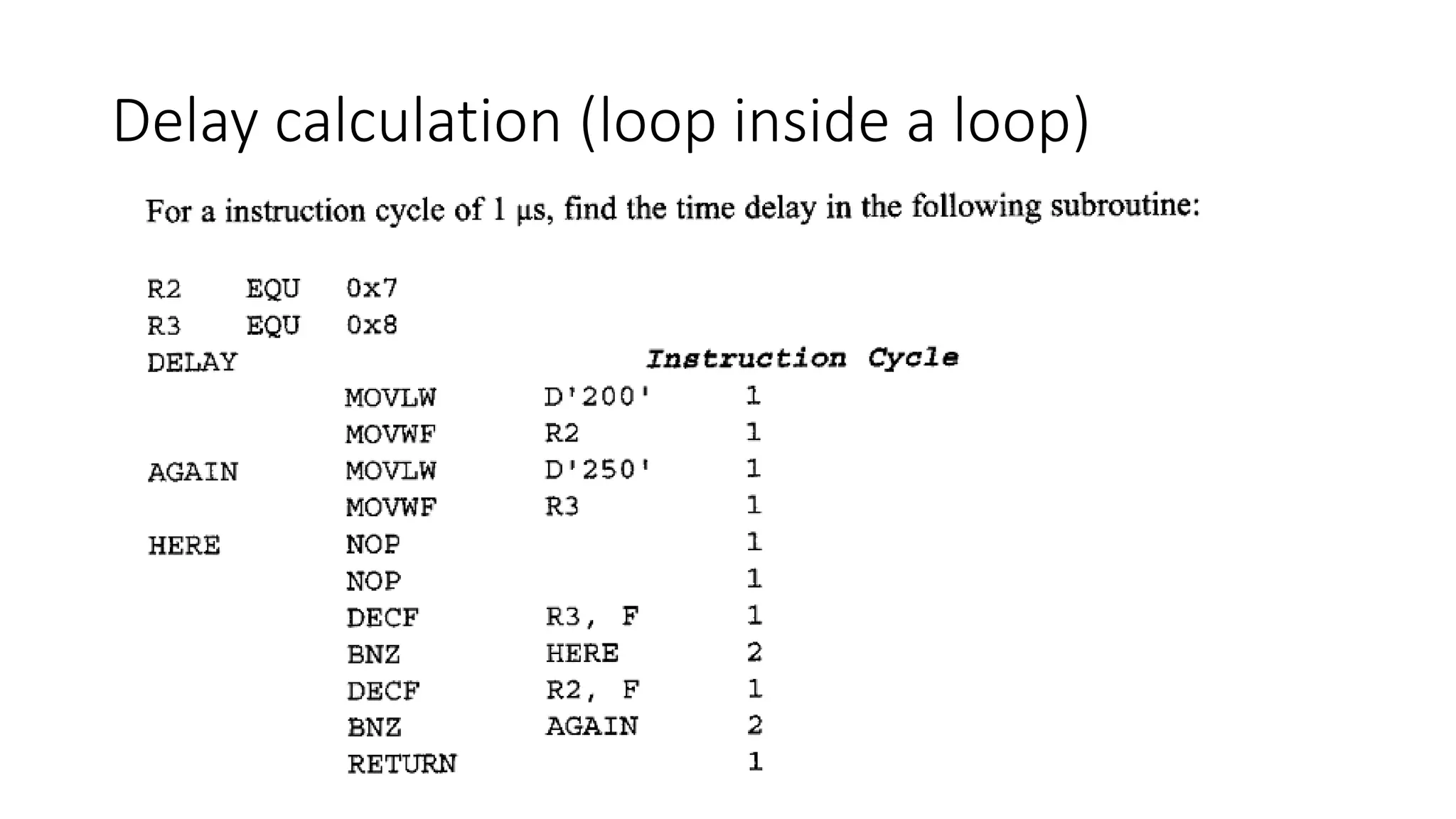 Delay calculation (loop inside a loop)
 