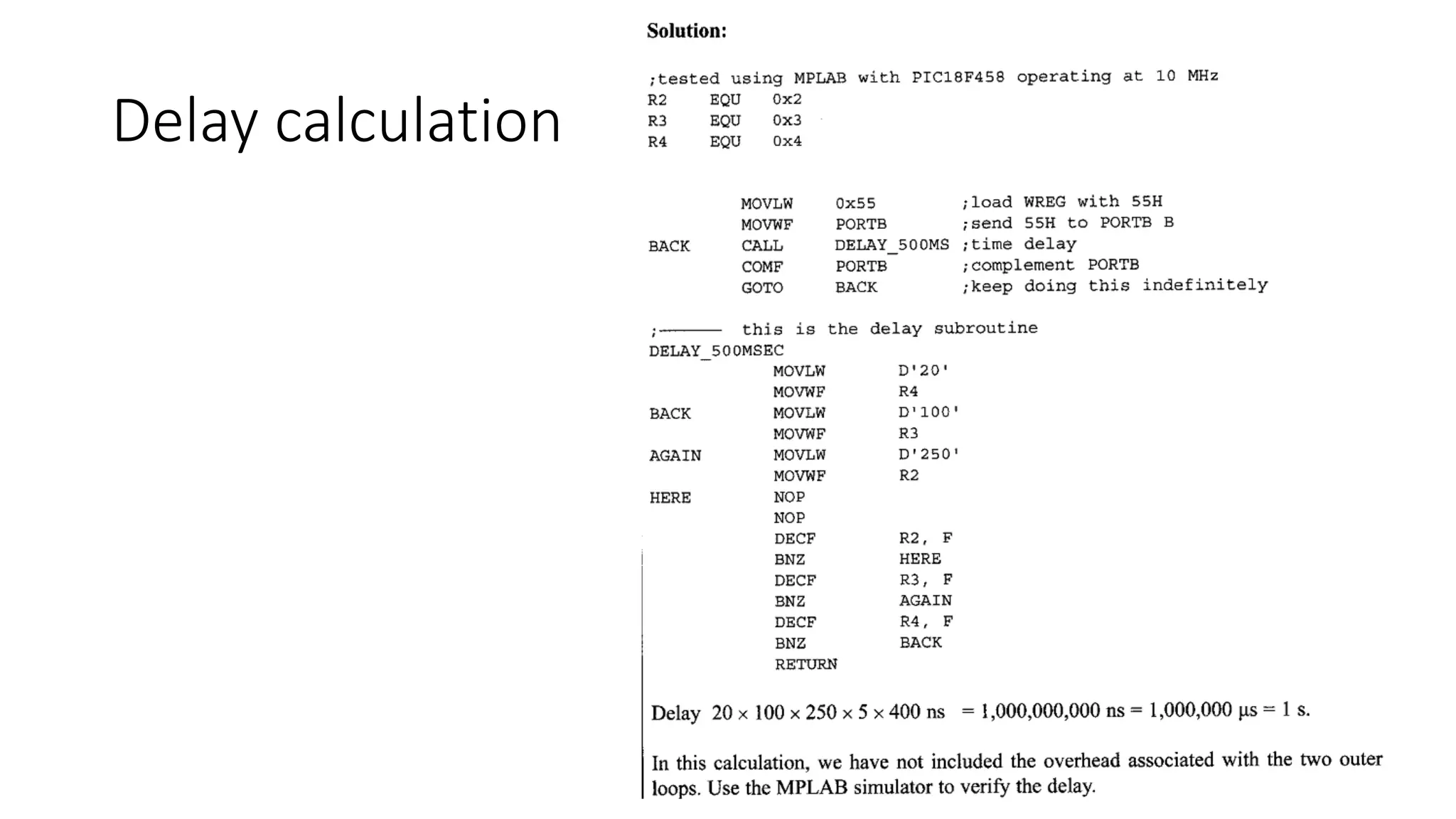 Delay calculation
 
