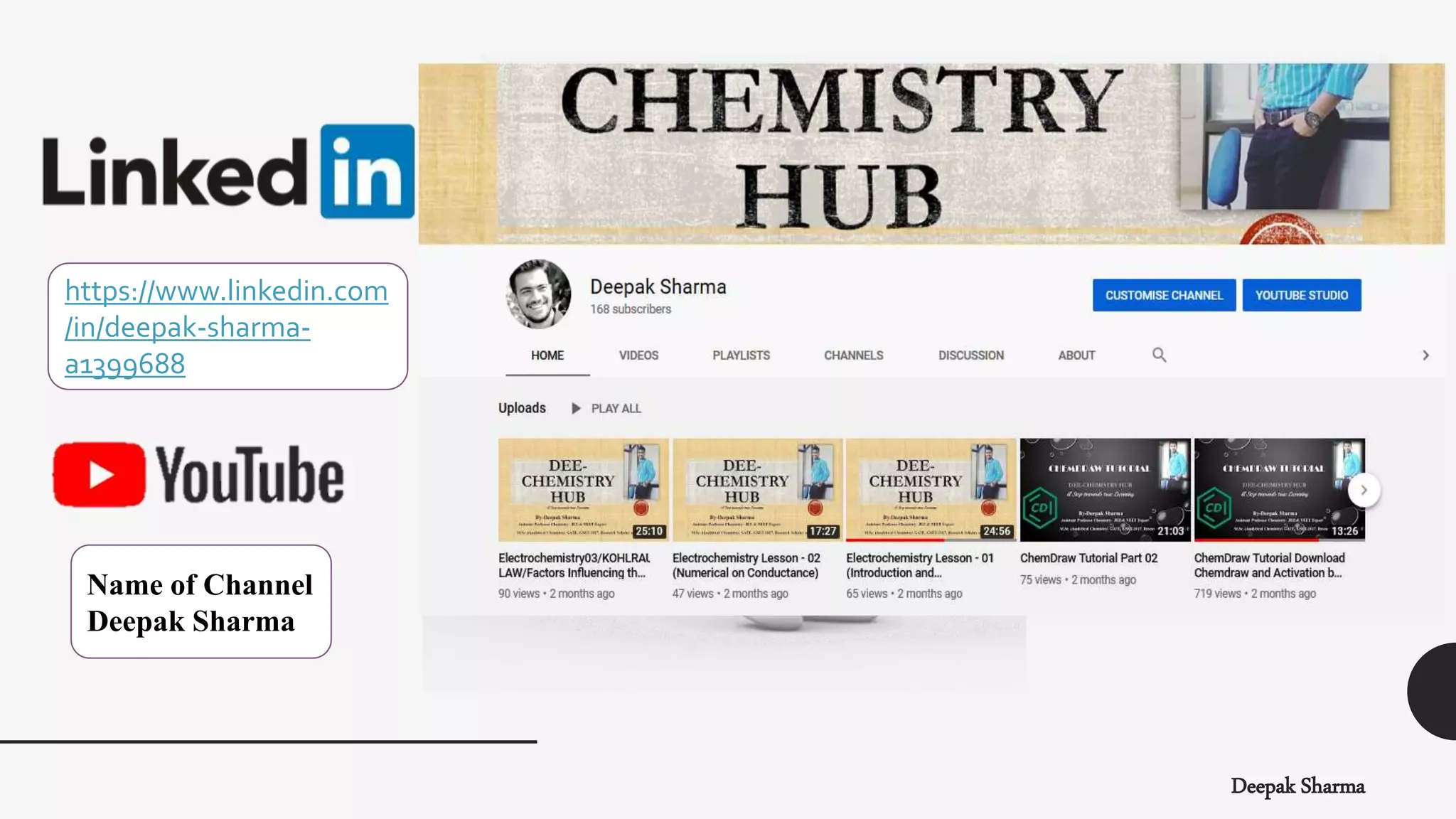 Deepak Sharma
https://www.linkedin.com
/in/deepak-sharma-
a1399688
Name of Channel
Deepak Sharma
 