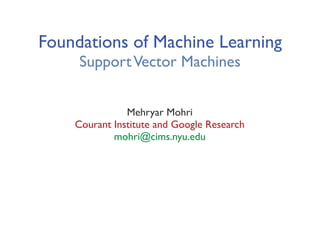 foundations of machine learning - Support vector machines (SVMs) | PDF