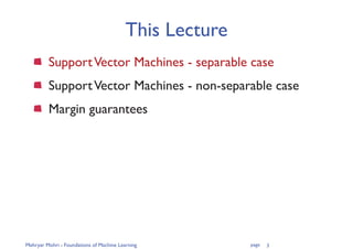 foundations of machine learning - Support vector machines (SVMs) | PDF
