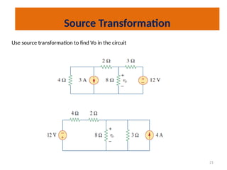 21
Source Transformation
Use source transformation to find Vo in the circuit
 