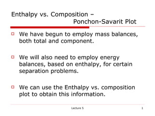 Enthalpy vs. Composition –   Ponchon-Savarit Plot ,[object Object],[object Object],[object Object]