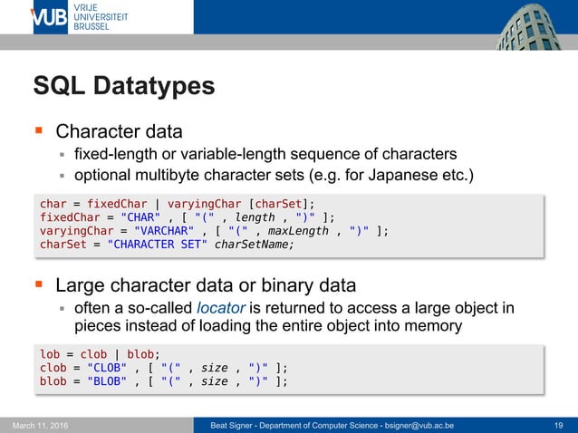 Structured Query Language (SQL) - Lecture 5 - Introduction to Databases ...