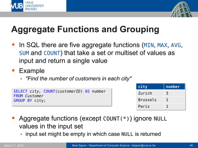 Structured Query Language (SQL) - Lecture 5 - Introduction to Databases ... image.