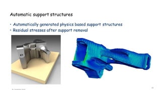 Automatic support structures
• Automatically generated physics based support structures
• Residual stresses after support removal
39
 