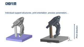 ANSYS Mechanical Additive Process
Simulation
Individual support structures, print orientation, process parameters…
Printdirection
 