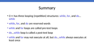 Lecture 06 - Loops.pptx loops for C++ course | PPTX