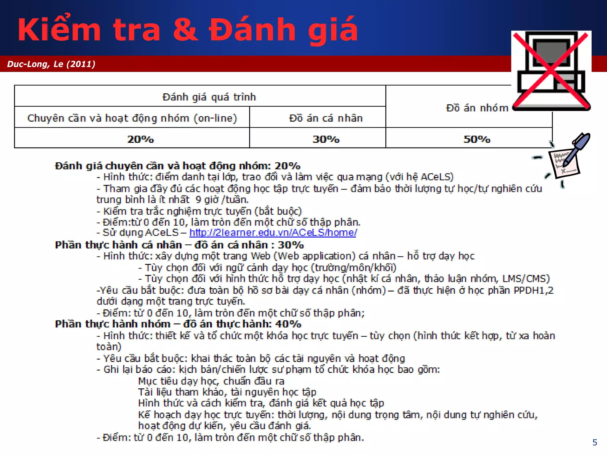 5
Duc-Long, Le (2011)
Kiểm tra & Đánh giá
 