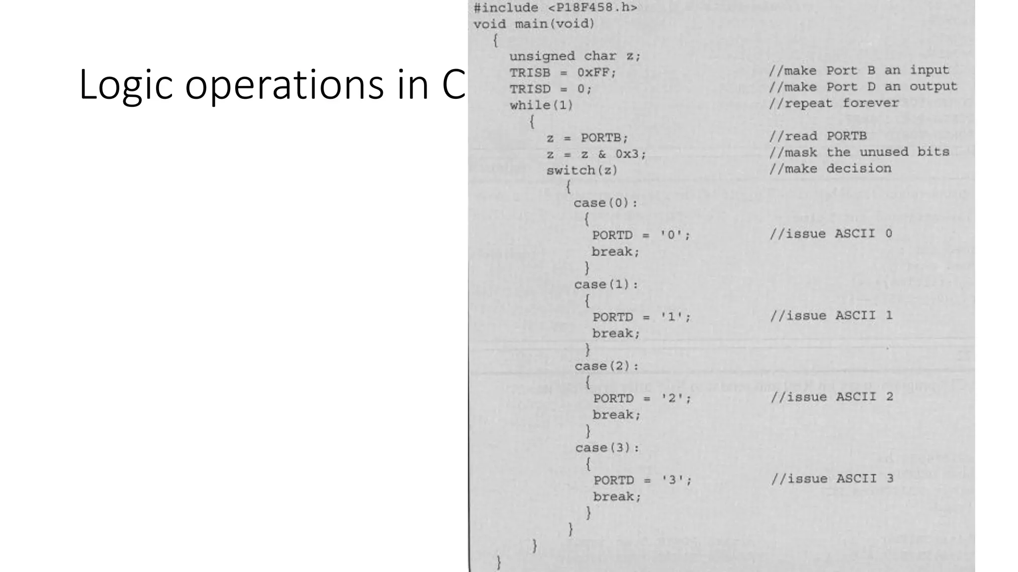 Logic operations in C