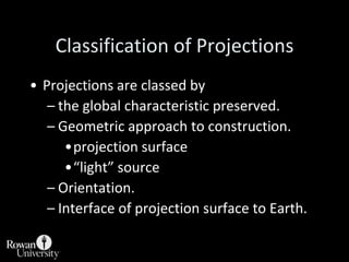 Poleedcba0°20°Characteristics of globe to consider as you evaluate projectionsAreas of quadrilaterals formed by any two meridians and sets of evenly spaced parallels decrease poleward.Area of  a > b > c > d >e