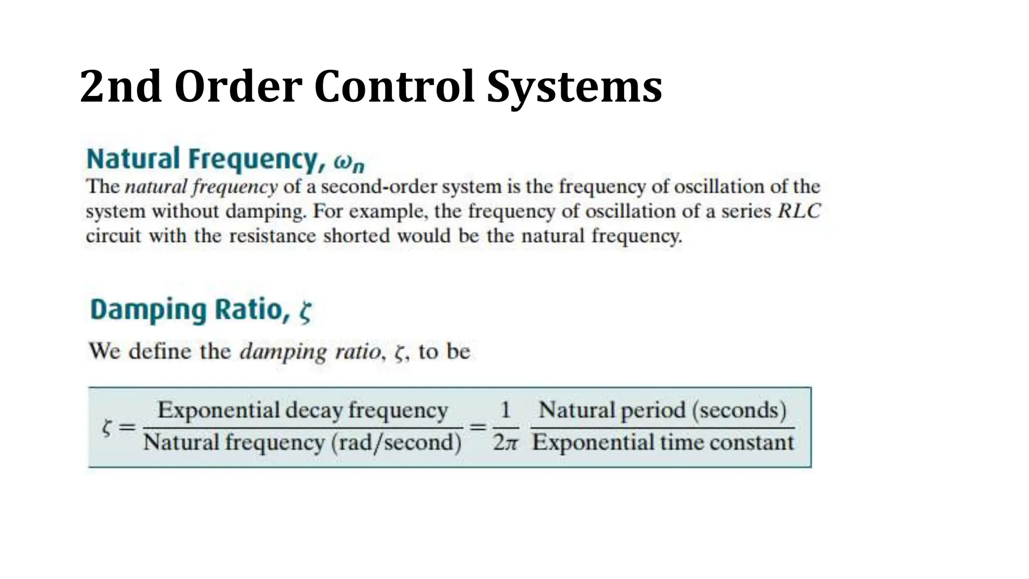 2nd Order Control Systems
 